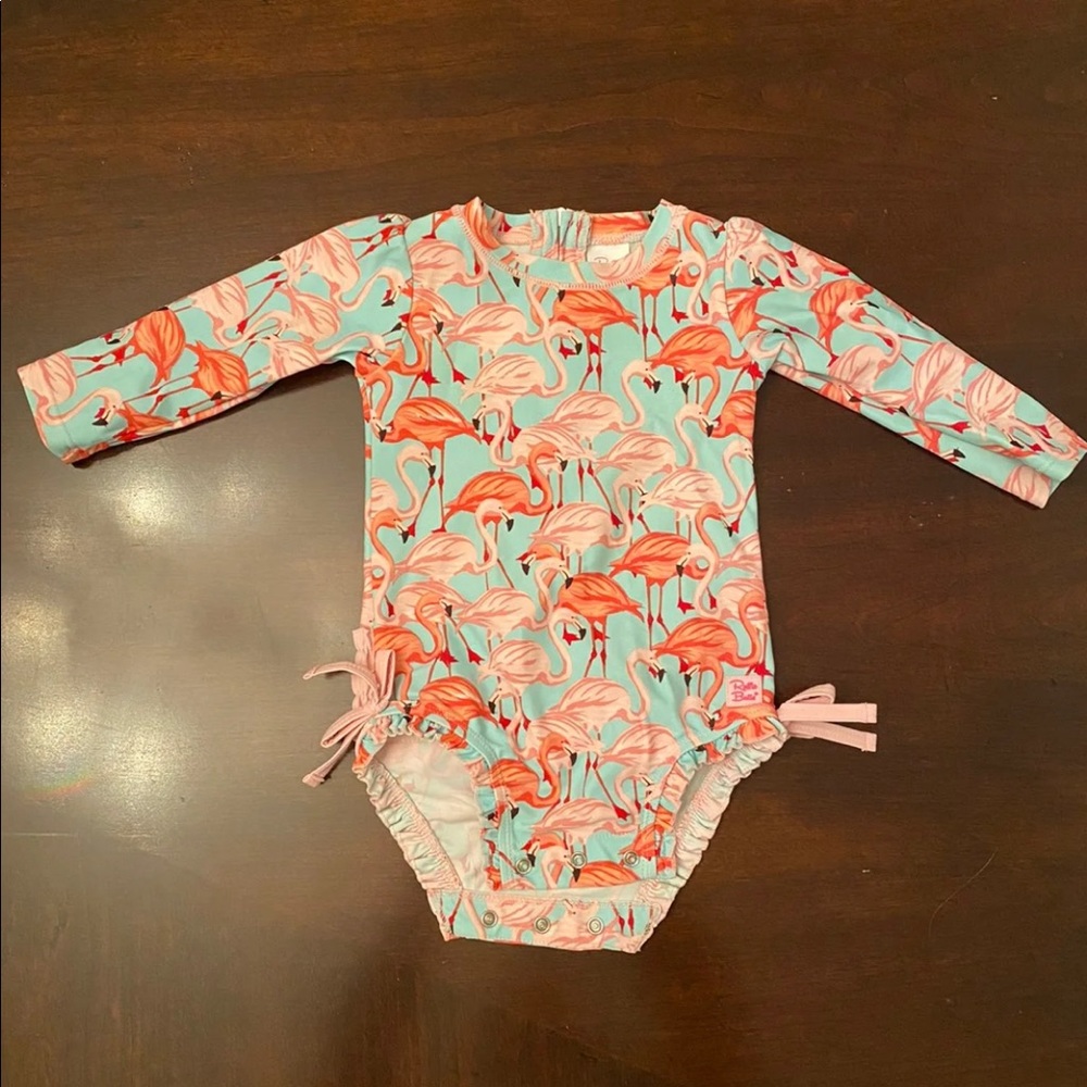 Ruffle Butts rash guard swim suit